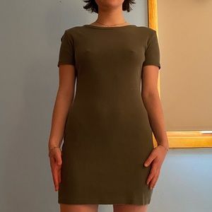 knitted deep green mini dress